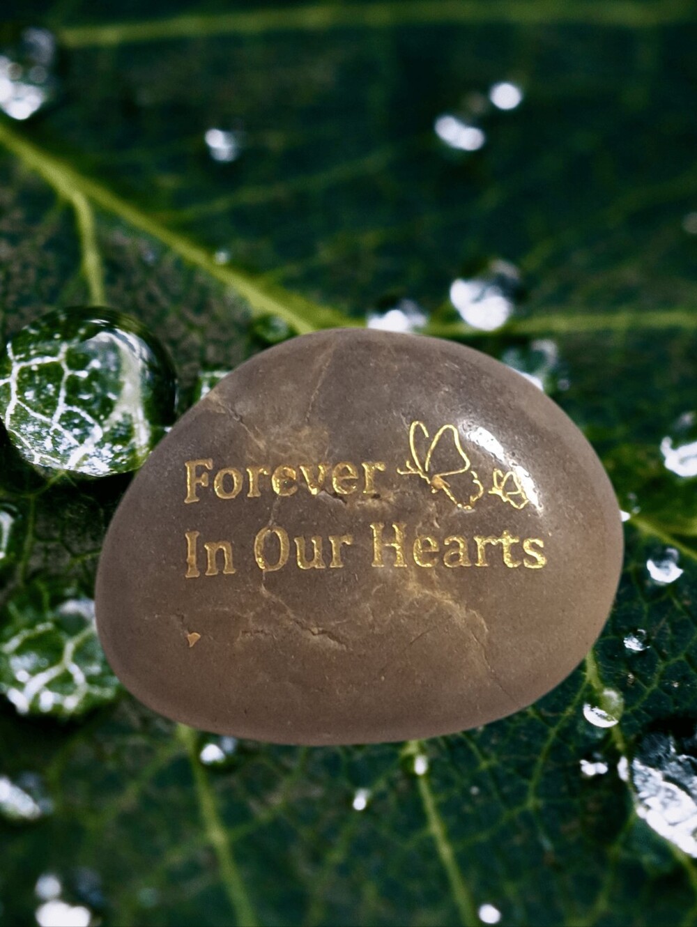 Memorial Engraved Stone "Forever In Our Hearts" NWOT